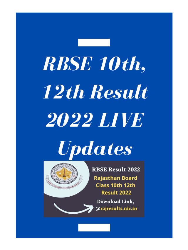 RBSE 10th, 12th Result 2022 LIVE Updates