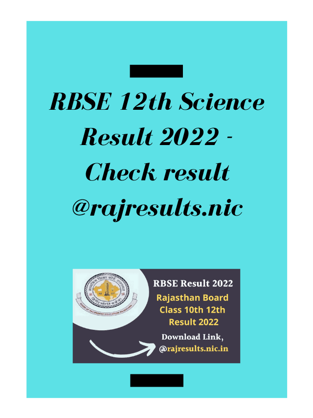 RBSE 12th Science Result 2022 – Check result @rajresults.nic