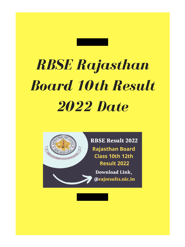 RBSE Rajasthan Board 10th Result 2022 Date