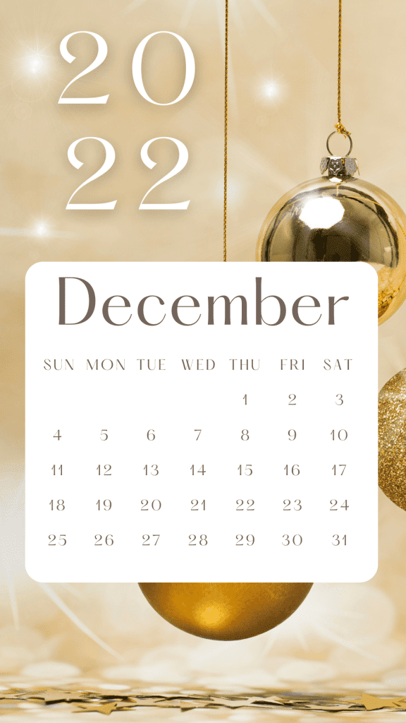 2022 december iphone calendar wallpaper
