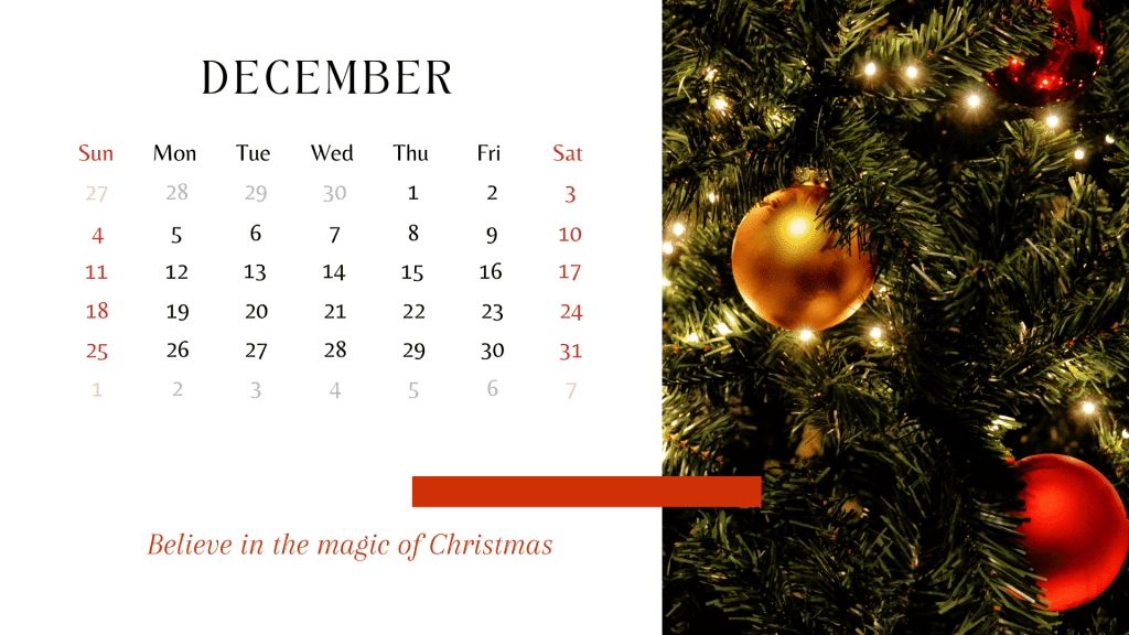 December 2022 Calendar Wallpaper for Smartphone