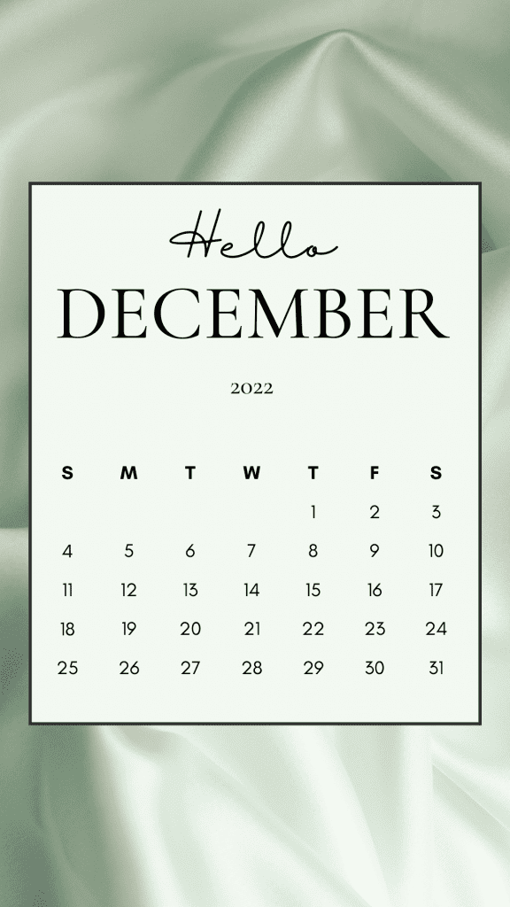 December 2022 iPhone Calendar Wallpaper