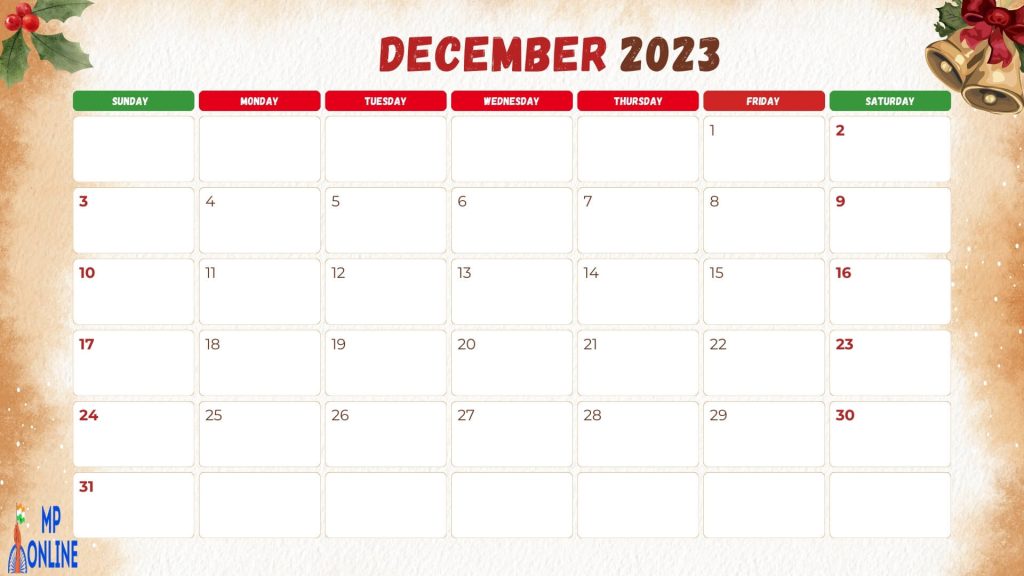 December 2023 Free Calendar Wallpaper For Desktop