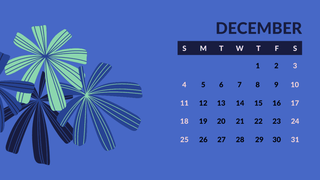 Floral December 2022 Calendar Cute