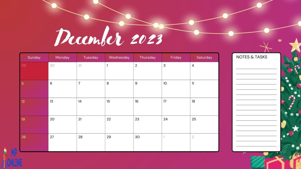 Free December 2023 Calendar Wallpaper For Desktop