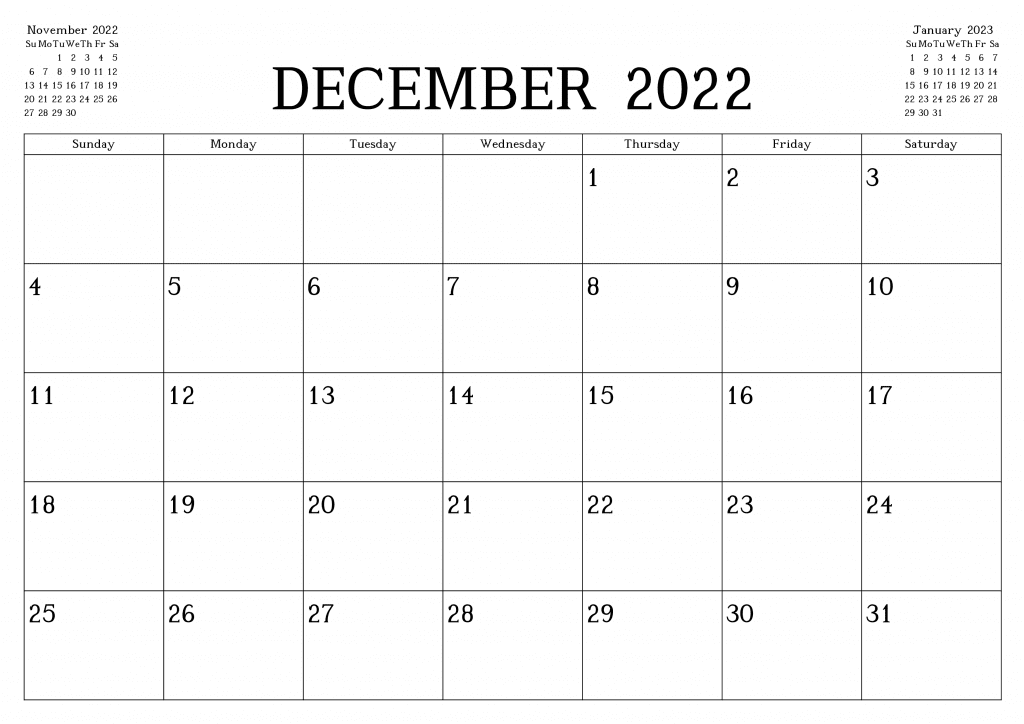 blank december 2022 calendar