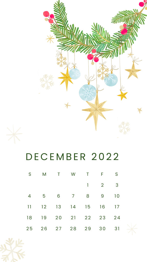 cute december 2022 calendar wallpaper for phone