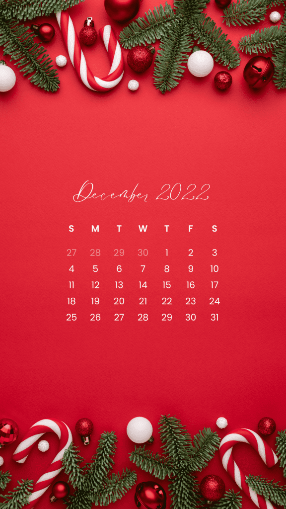 december 2022 calendar wallpaper phone