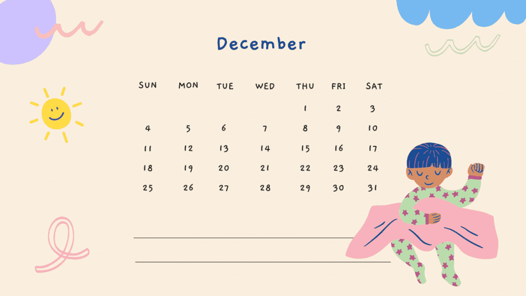 free cute december 2022 calendar