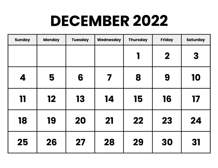 free printable december 2022 calendar