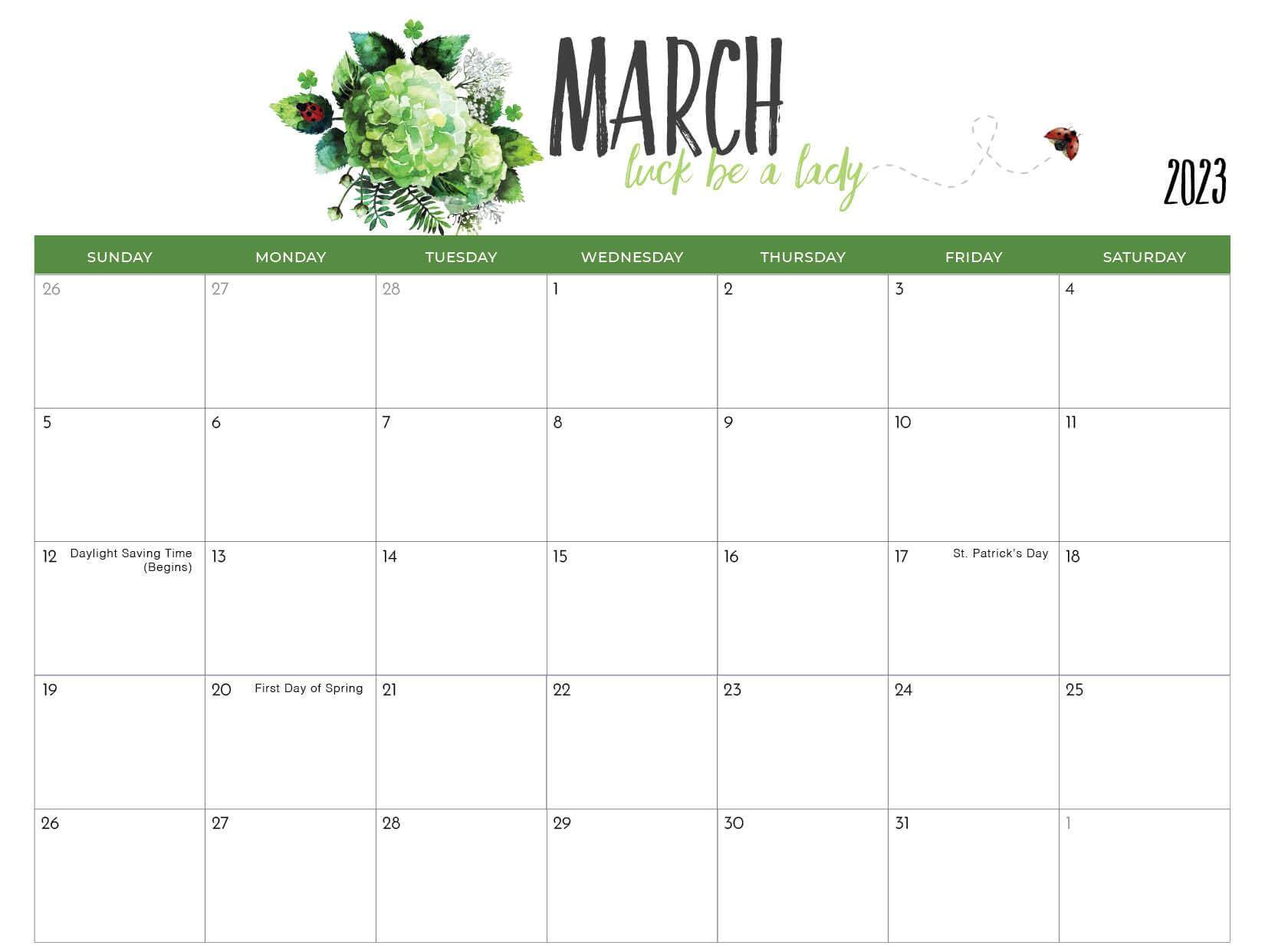 2023 Cute March Calendar