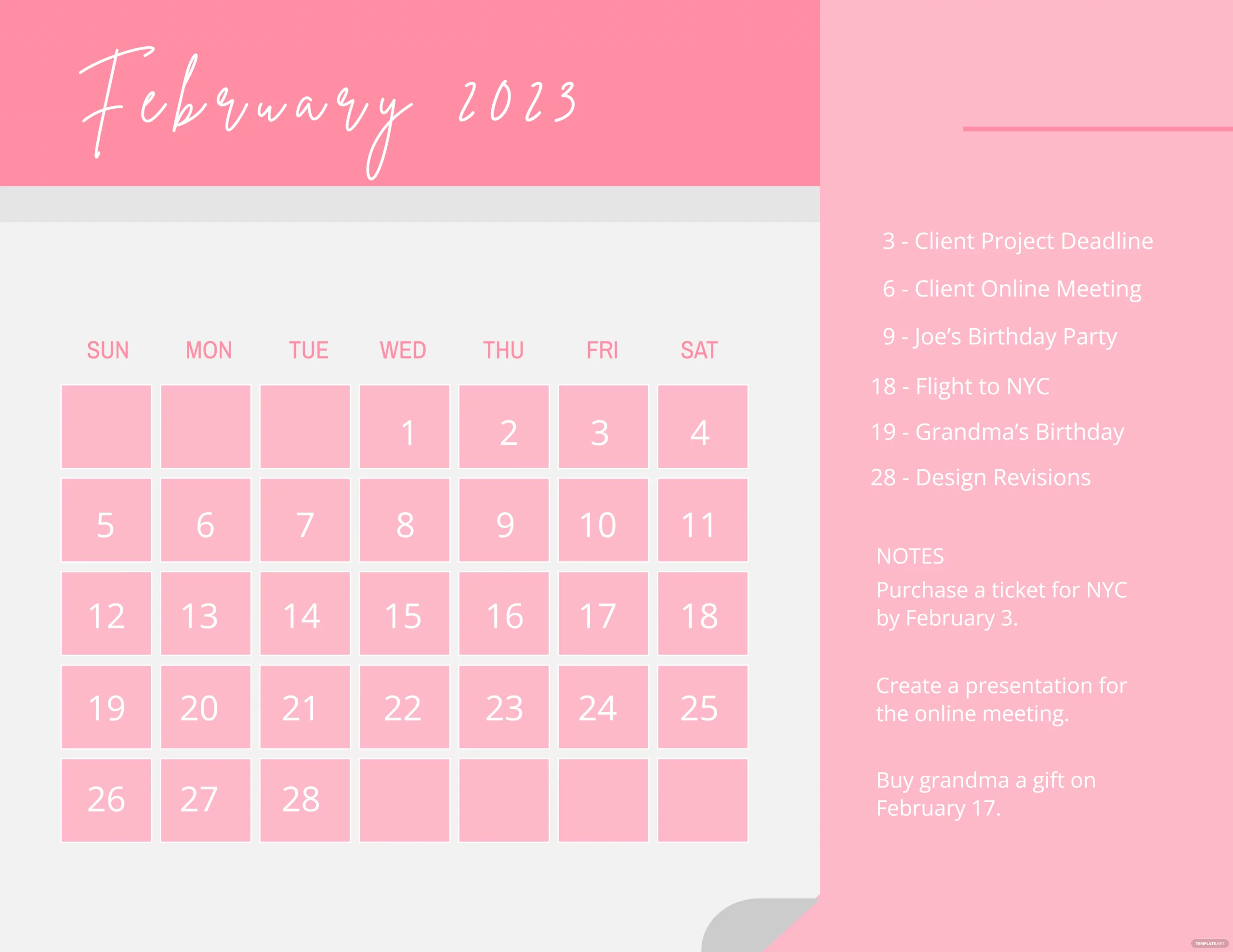 2023 February Calendar Templates