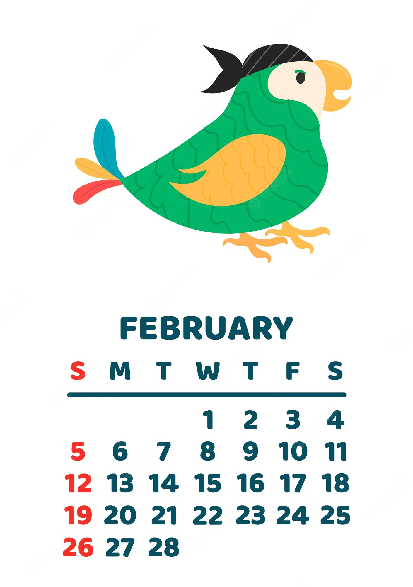 Cute February Calendar 2023 Floral