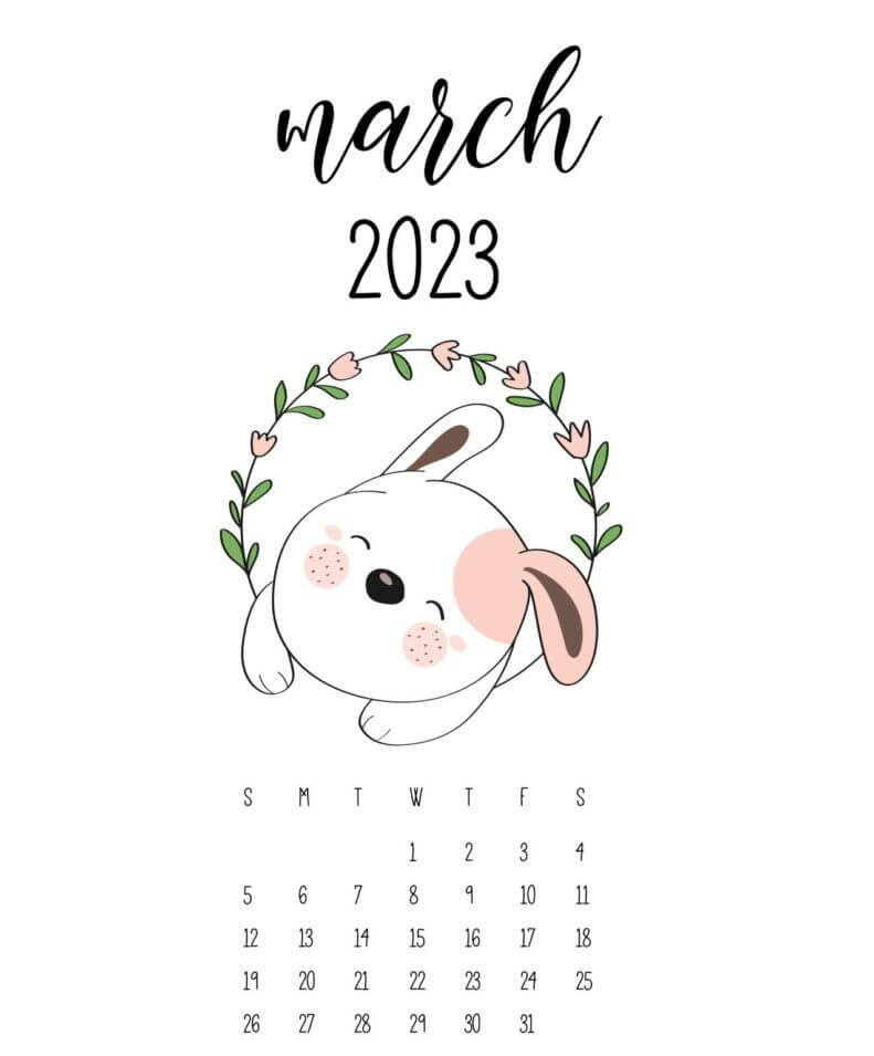 Cute March 2023 Calendar Floral Design