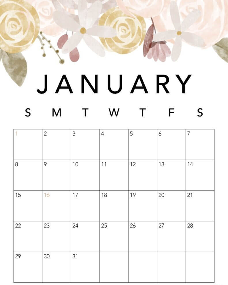 Cute Printable January 2023 Calendar Style