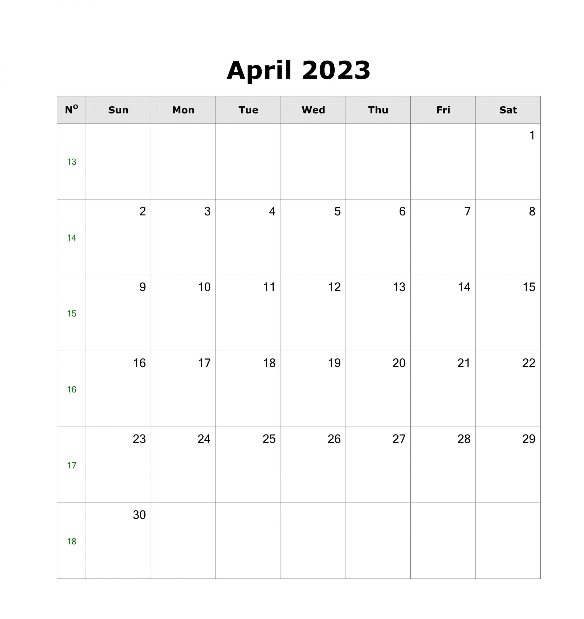 Download April 2023 Blank Calendar