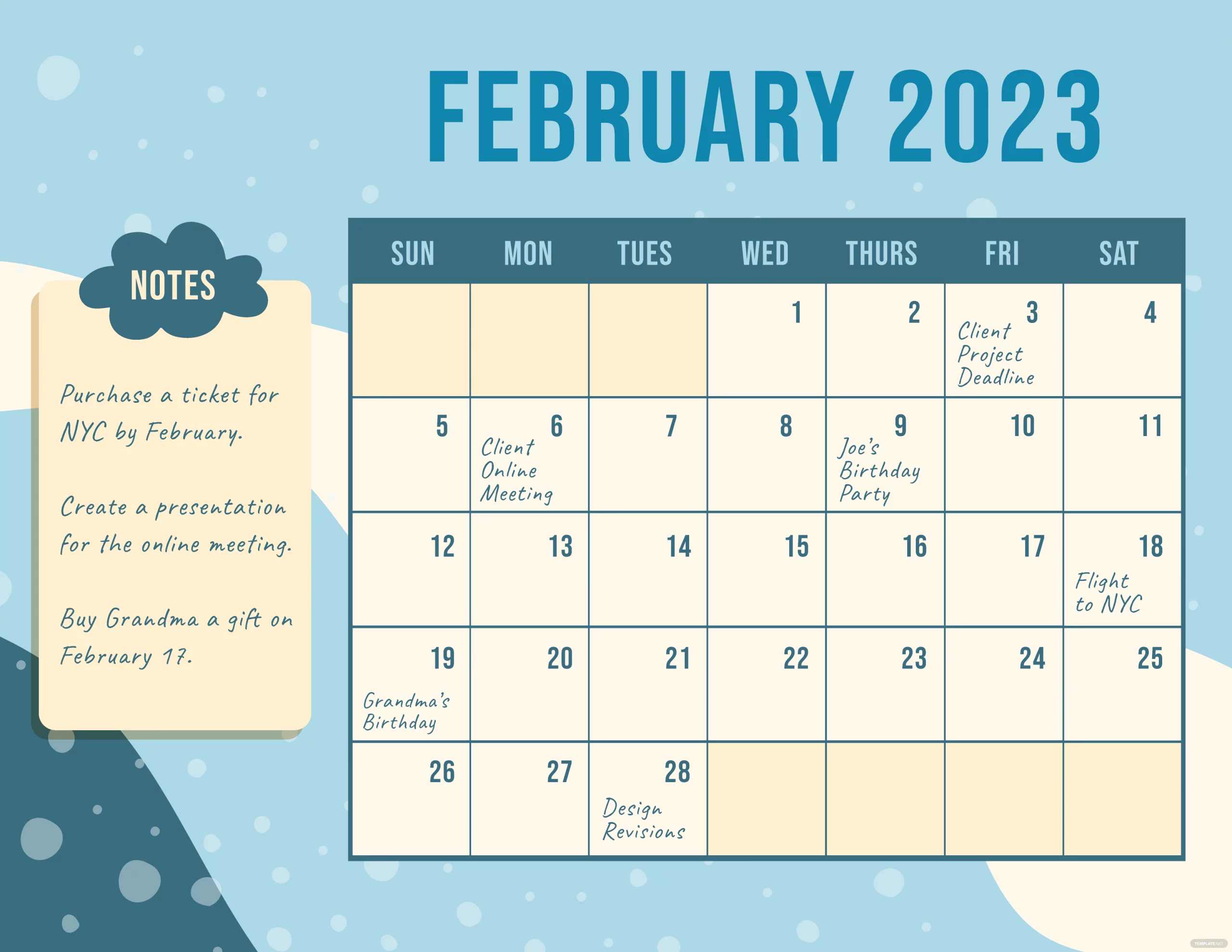 Editable February 2023 Calendar Template