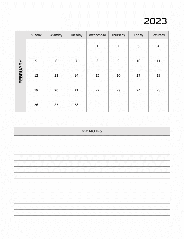 February 2023 Calendar Editable Template