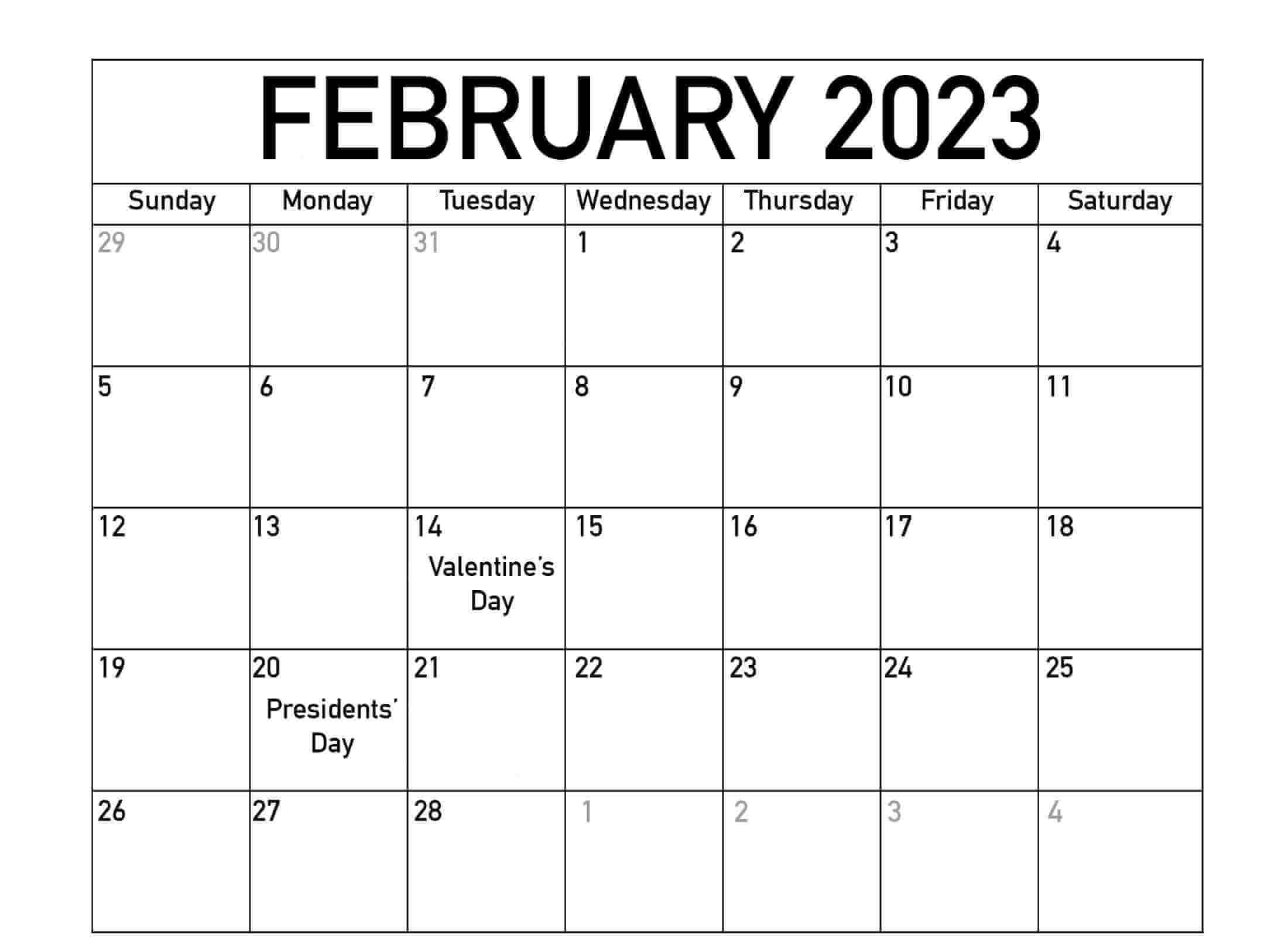 February 2023 Calendar with Holidays Canada
