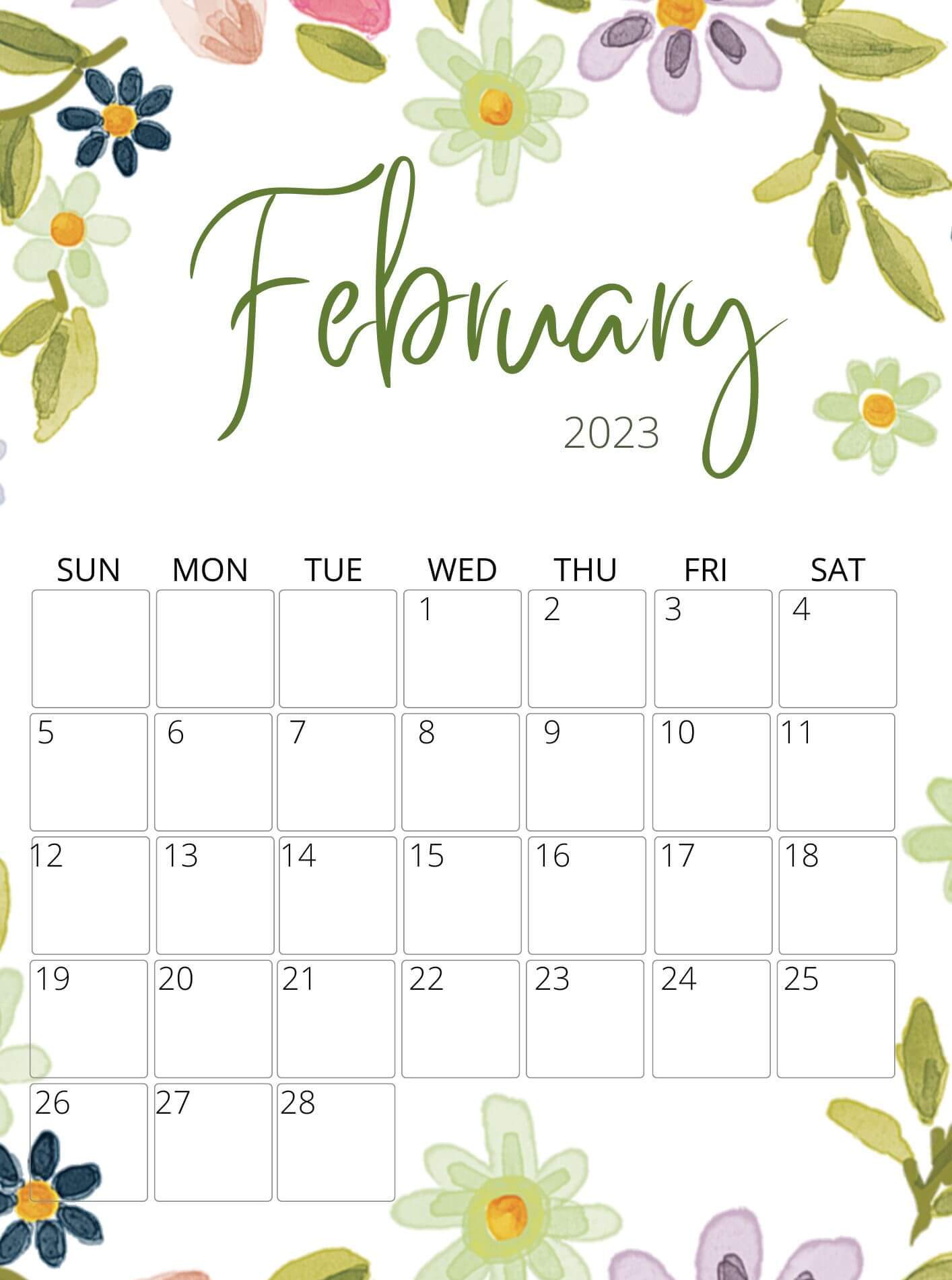 February 2023 Floral Calendar