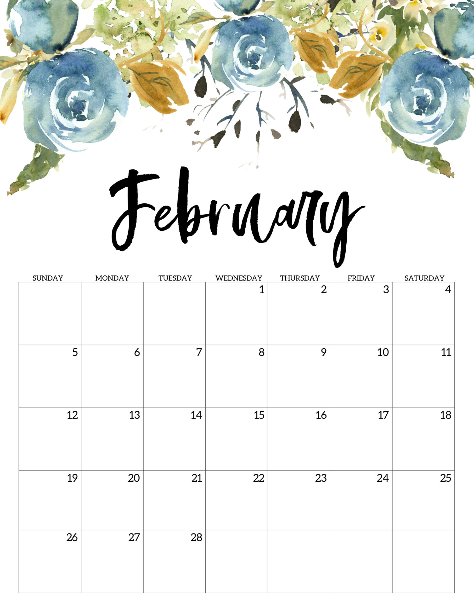 February 2023 calendar floral new