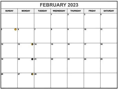 February 2023 calendar moon