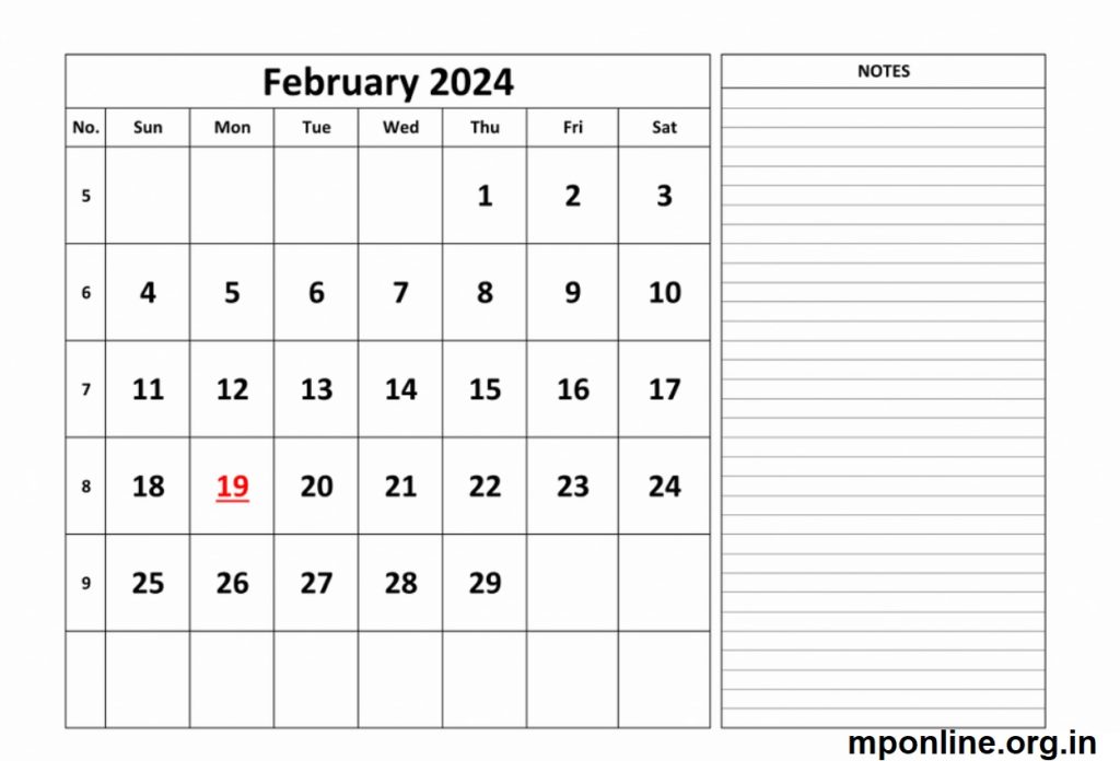 February 2024 Calendar Fillable