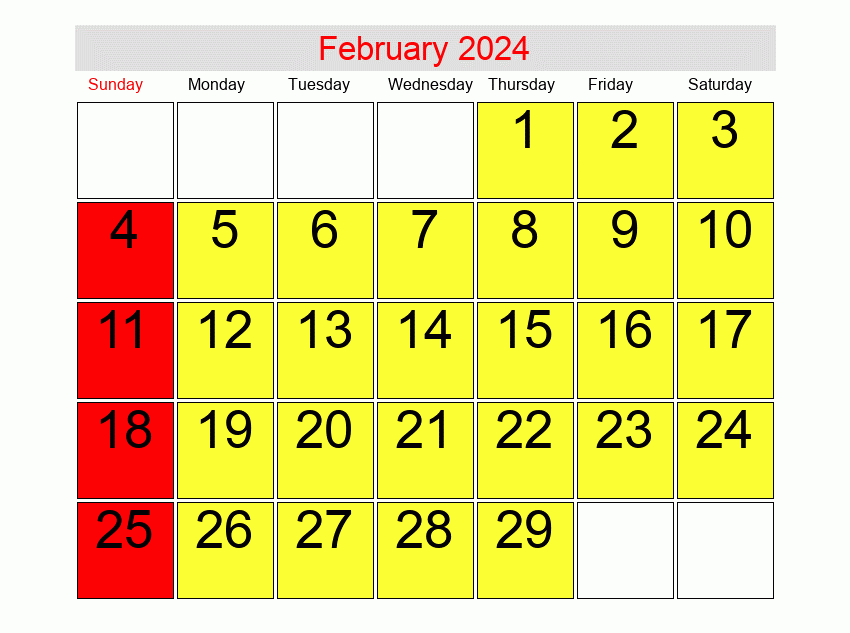 February 2024 Calendar Template