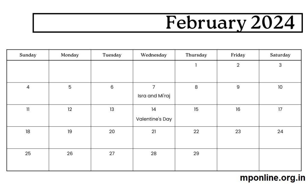 February 2024 Holiday Calendar Free