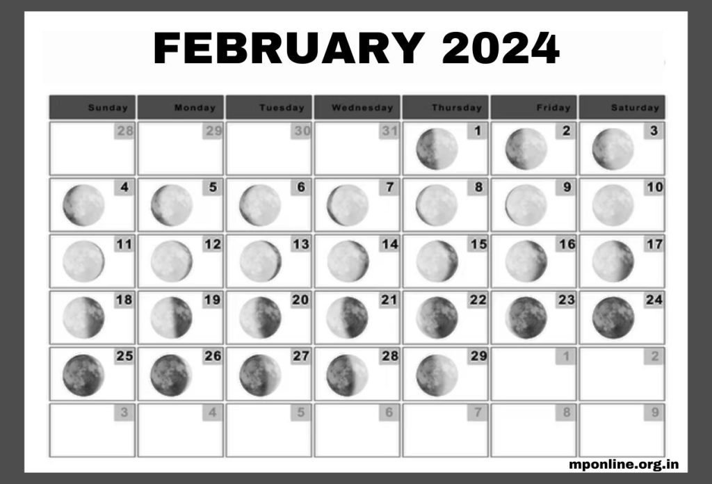 February 2024 Lunar Phases Calendar
