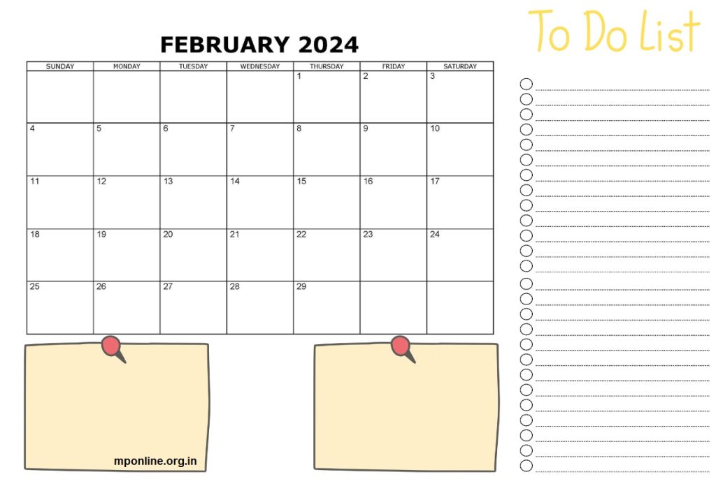 February 2024 To Do List Calendar