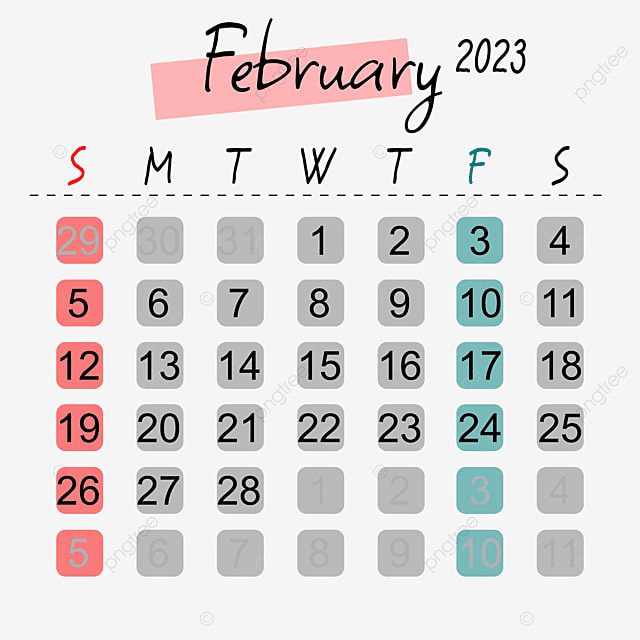 Floral February 2023 Calendar Cute