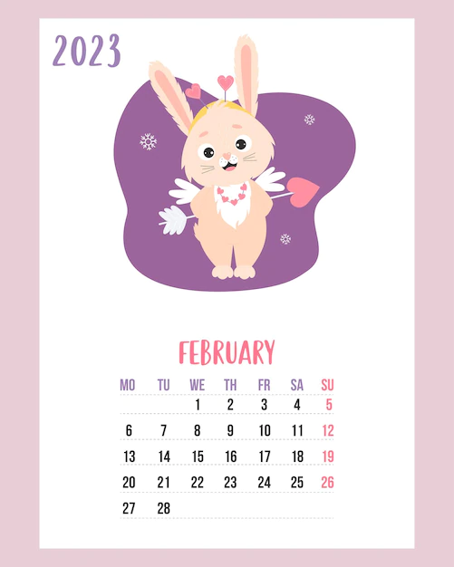 Floral February 2023 Calendar