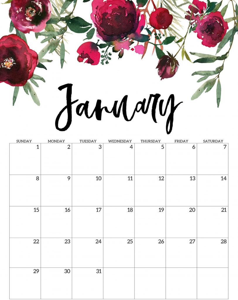 Floral January Calendar 2023