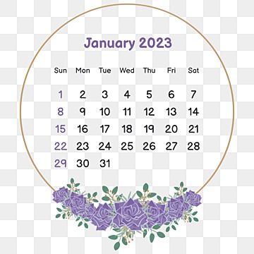 Floral January Calendar 2023 Template