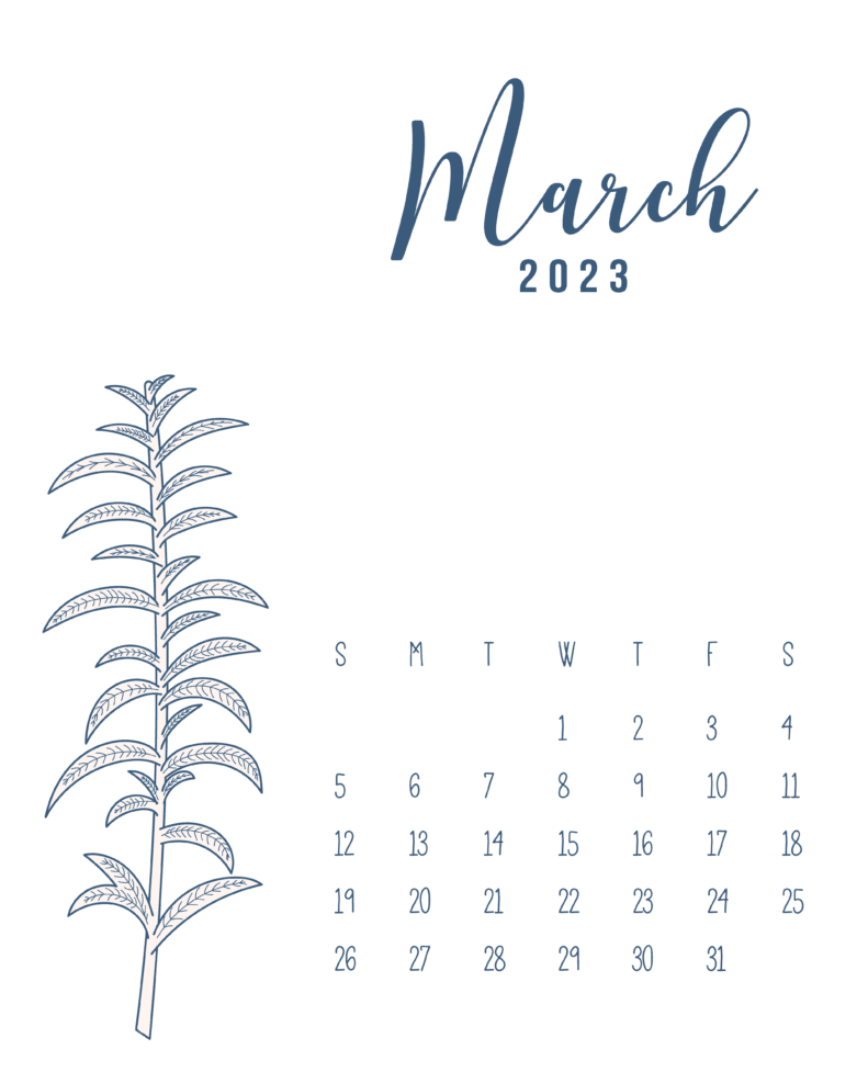 Floral March 2023 Calendar Design