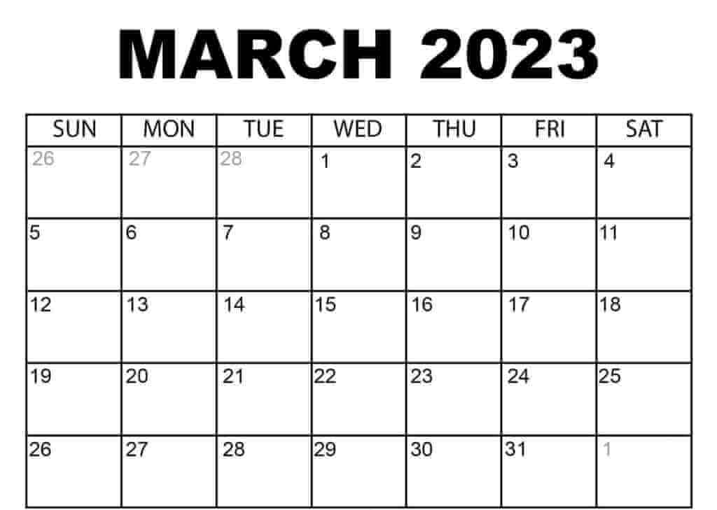 Free March 2023 Calendar Template