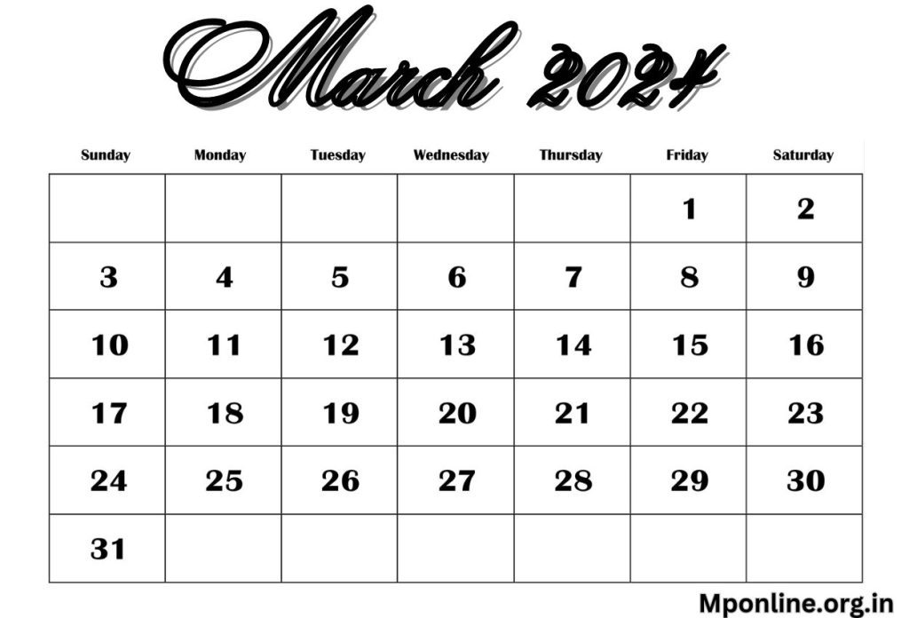Free Printable March Calendar 2024