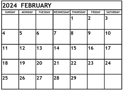 Free printable February 2024 calendar in PDF format