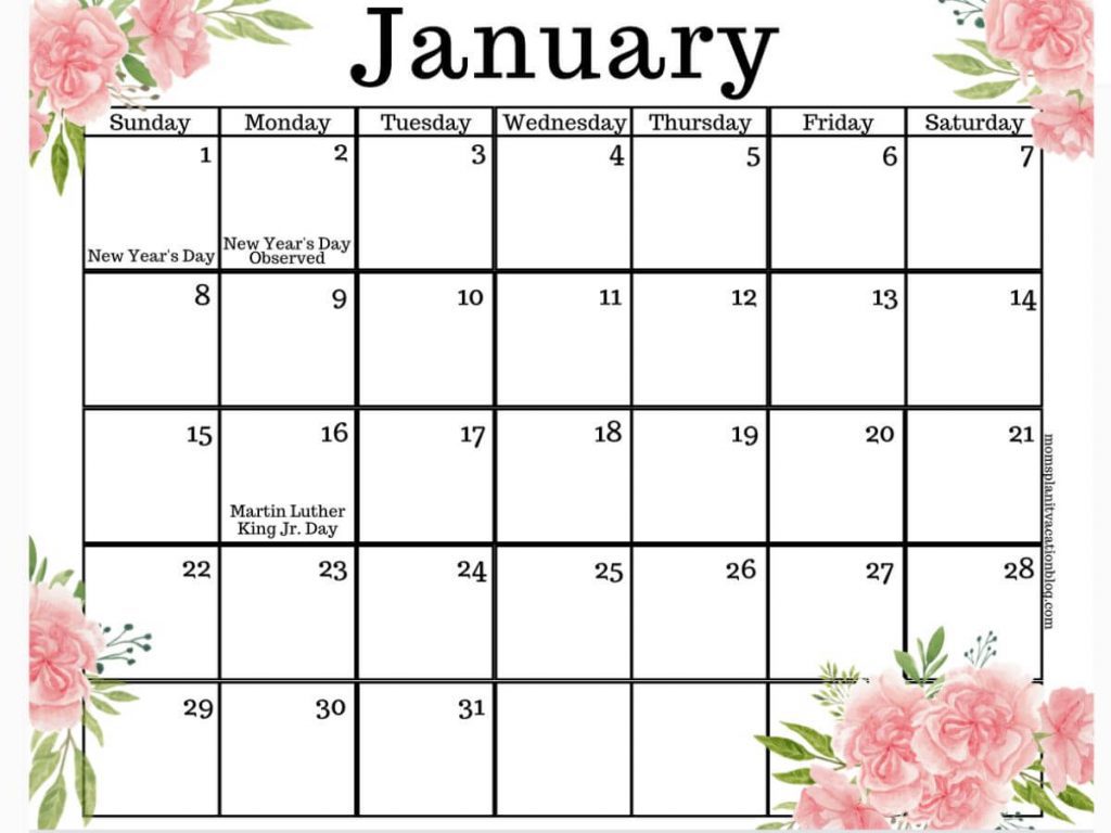 January 2023 Calendar Floral Designs