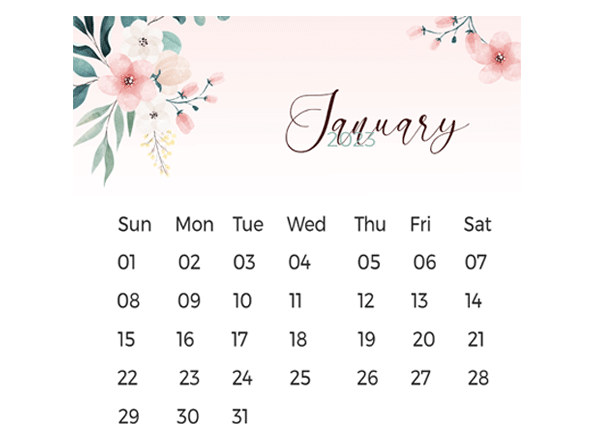 January 2023 desk calendar cute floral