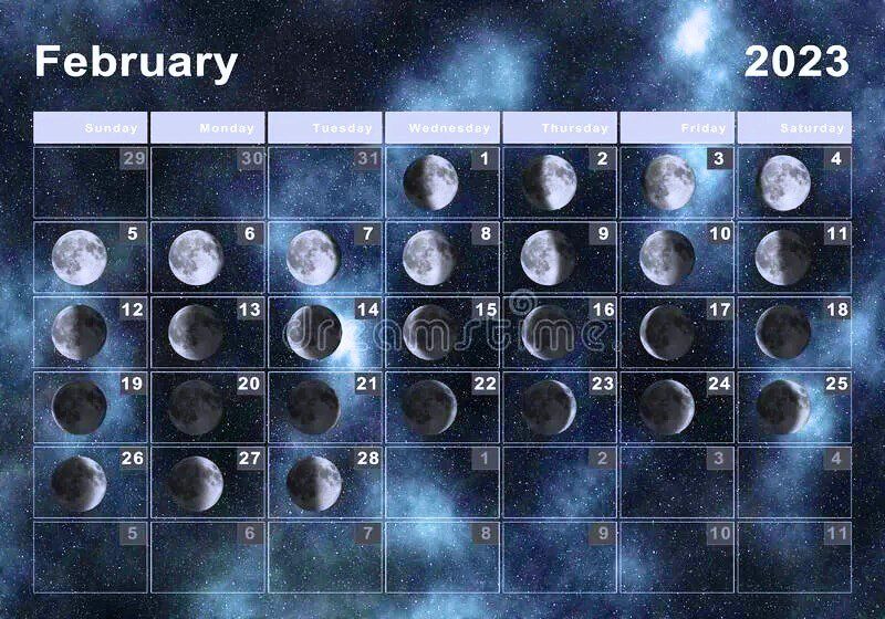 Lunar February 2023 Calendar Phases