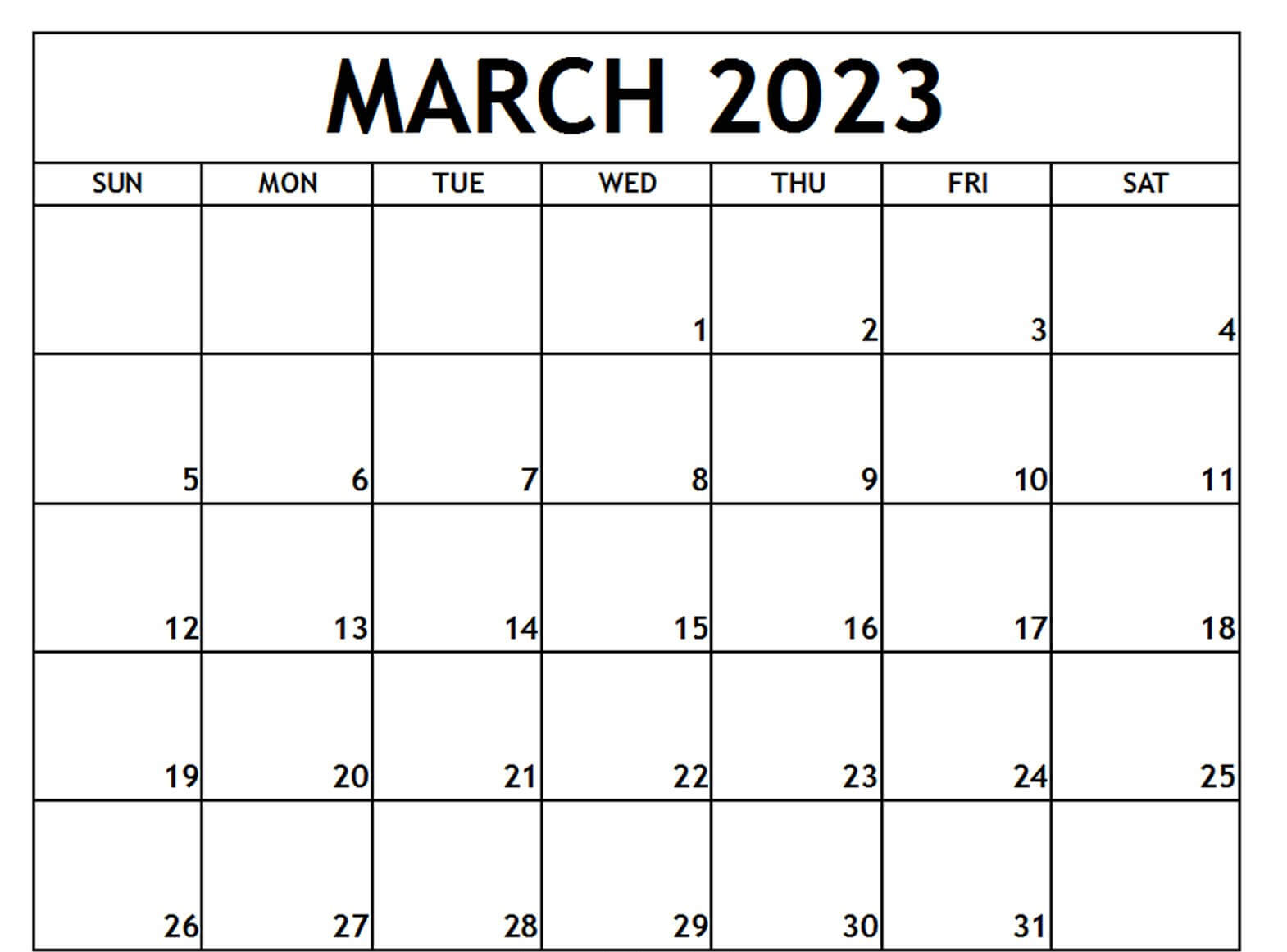 March 2023 Printable Calendar Templates