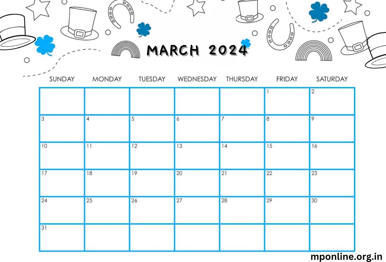 March 2024 Calendar Cute PNG