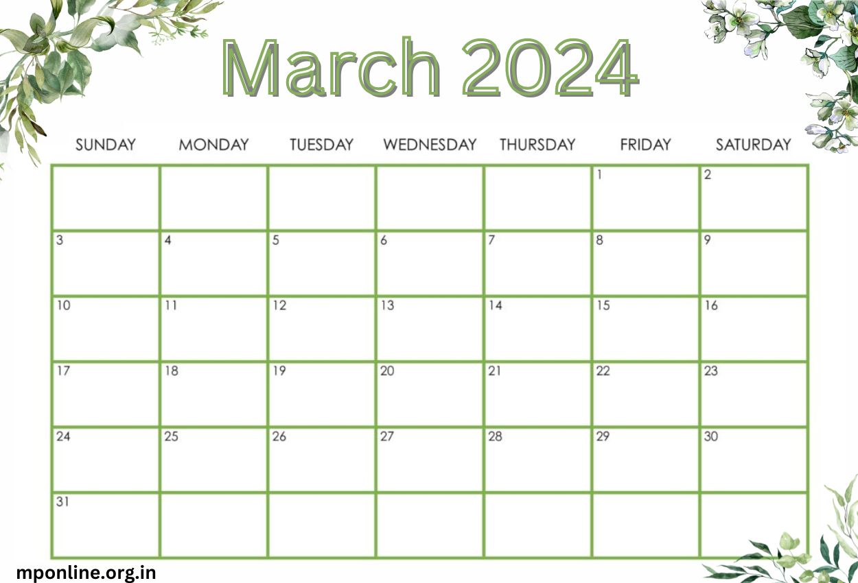 March 2024 Calendar Floral