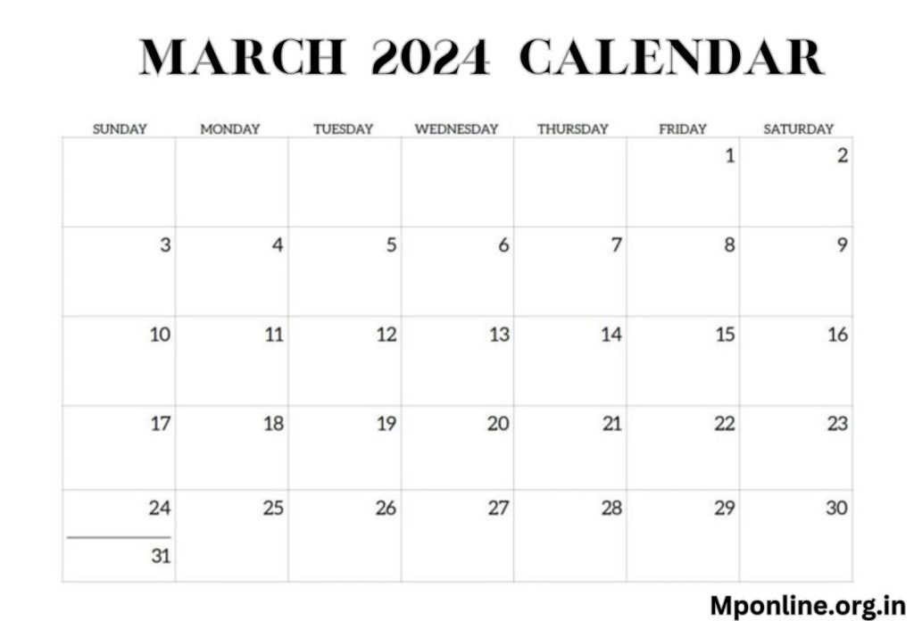 March 2024 Calendar xls