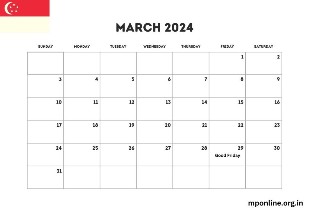 March 2024 Singapore Calendar