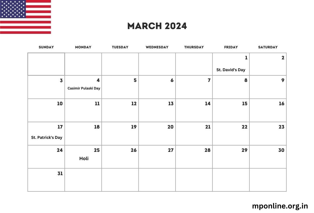 March 2024 USA Calendar