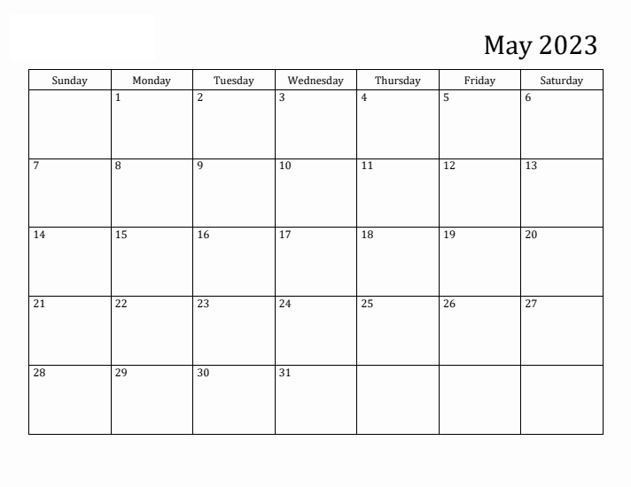 May 2023 Calendar Templates