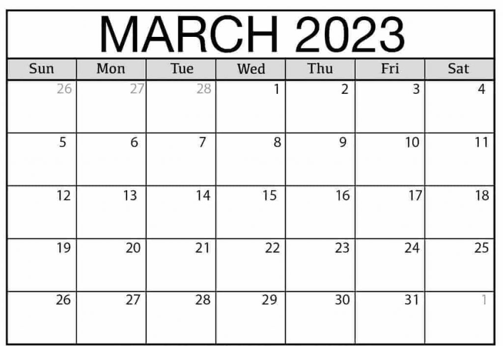 Printable 2023 March Holidays Calendar